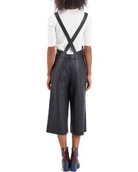 Topshop Faux Leather Culotte Overalls