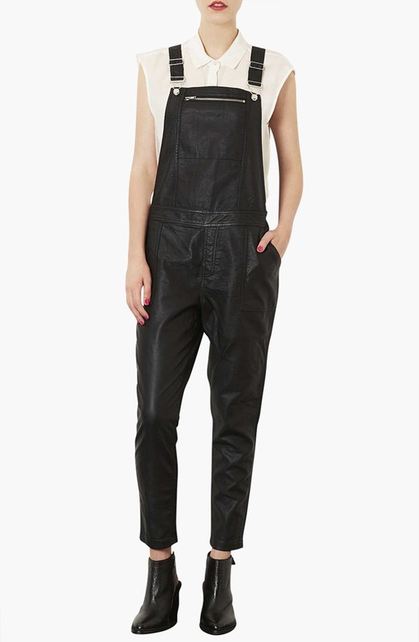 Topshop Faux Leather Overalls, $110, Nordstrom
