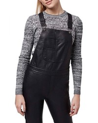 Topshop Skinny Faux Leather Overalls