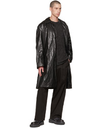 AMOMENTO Black Crinkled Faux Leather Coat