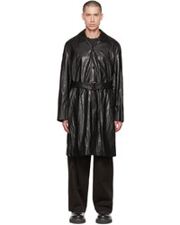 AMOMENTO Black Crinkled Faux Leather Coat