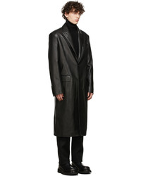 System Black Faux Leather Coat