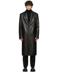System Black Faux Leather Coat