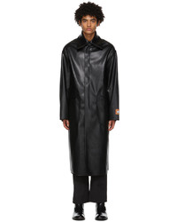 Boramy Viguier Black Faux Leather Duster Coat