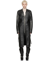 Rick Owens Black Paneled Leather Coat
