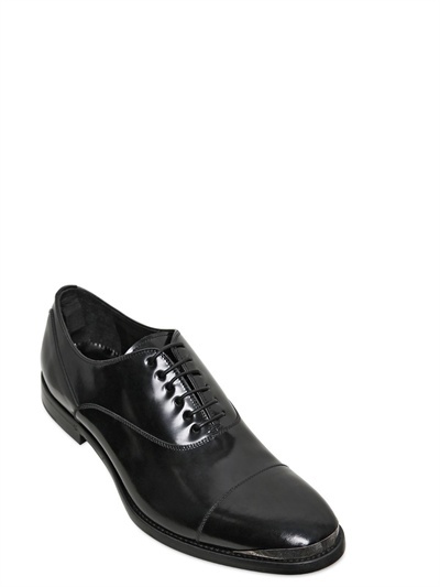 Alexander McQueen Metal Point Brushed Leather Oxford Shoes, $795 ...