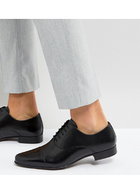 ASOS DESIGN Asos Wide Fit Oxford Shoes In Black Leather With Toe Cap