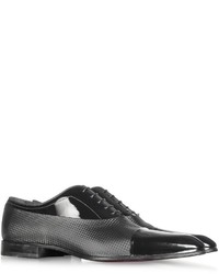 Loriblu Black Carbon Fiber And Patent Leather Oxford Shoe