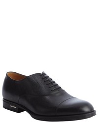 Gucci Black Leather Cap Toe Lace Up Oxfords