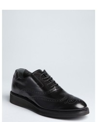 Tod's Black Leather Tooled Wingtip Foam Mid Sole Oxfords