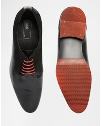 Asos Brand Oxford Shoes In Black Leather And Suede With Colored Tread