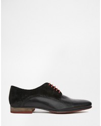 Asos Brand Oxford Shoes In Black Leather And Suede With Colored Tread