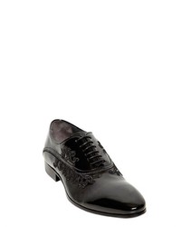 Embroidered Patent Leather Oxford Shoes