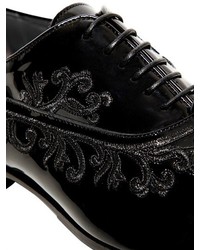 Embroidered Patent Leather Oxford Shoes
