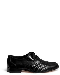 Cole Haan Jagger Woven Vamp Burnished Leather Oxfords