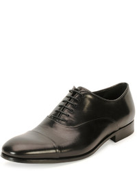 Giorgio Armani Leather Cap Toe Oxford Shoe Black