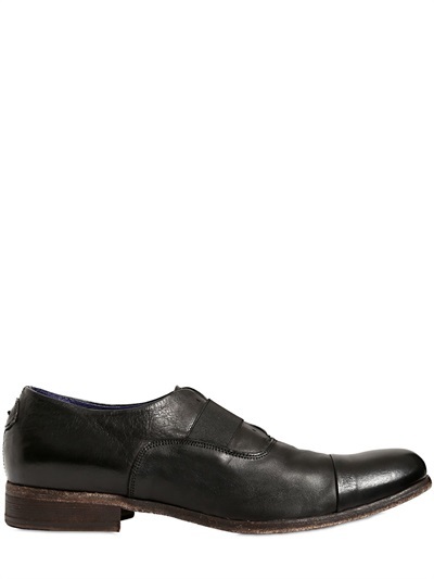 Leather Lace Less Oxford Shoes, $174 | LUISAVIAROMA | Lookastic