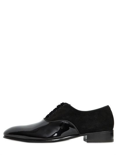 Max Verre Suede Patent Leather Oxford Shoes | Where to buy & how