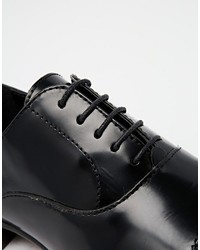 Asos Oxford Shoes In Black Leather With Toe Cap