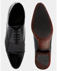 Asos Oxford Shoes In Black Leather With Toe Cap