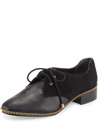 Adrianna Papell Paxton Leather Zip Trim Oxford Black