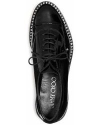 Jimmy Choo Reeve Crystal Trimmed Patent Leather Oxfords
