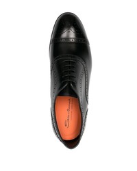Santoni Round Toe Leather Oxford Shoes