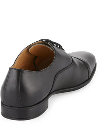 Neiman Marcus Silas Leather Cap Toe Oxford Black
