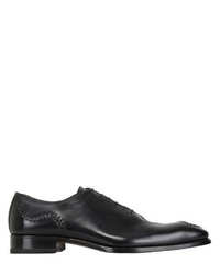 Stitched Leather Oxford Lace Up Shoes