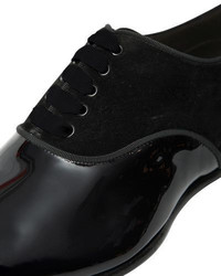 Max Verre Suede Patent Leather Oxford Shoes