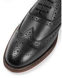 Topman Black Leather Oxford Shoes