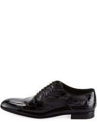 Giorgio Armani Vernice Embossed Patent Leather Oxford Black