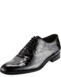 Giorgio Armani Vernice Embossed Patent Leather Oxford Black