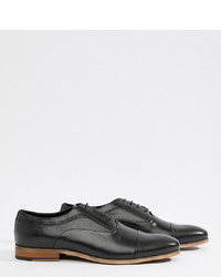 ASOS DESIGN Wide Fit Lace Up Shoes In Black Leather With Sole