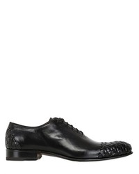 Woven Leather Oxford Lace Up Shoes