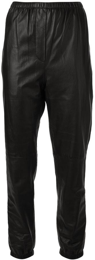 black leather sweatpants