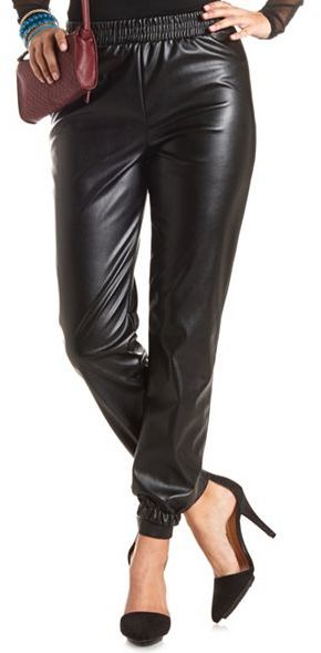 high waisted leather joggers