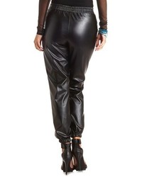 Charlotte Russe High Waisted Faux Leather Jogger Pants