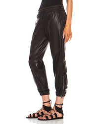 Pam Gela Perforated Lambskin Leather Track Pant In Black