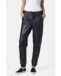 Topshop Paneled Faux Leather Joggers