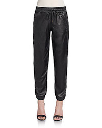 Saks Fifth Avenue RED Faux Leather Tapered Jogger Pants