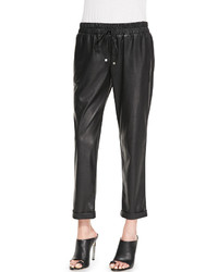 Sw3 Bespoke Amy Perforated Faux Leather Drawstring Pants Black