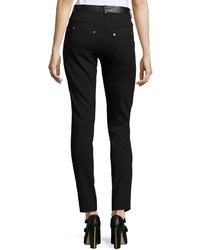 Moschino Boutique Studded Leather Combo Slim Pants
