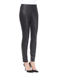 St. John Collection Stretch Napa Leather Cropped Pants