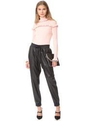 Rebecca Taylor Faux Leather Track Pants