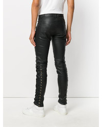 Balmain Lace Up Leather Trousers