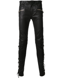 Balmain Lace Up Leather Trousers