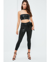 Missguided Petite Black Faux Leather Trousers