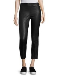 Vince Stitch Front Seam Lamb Leather Cropped Pants