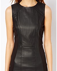 Warehouse Faux Leather And Ponte Dress